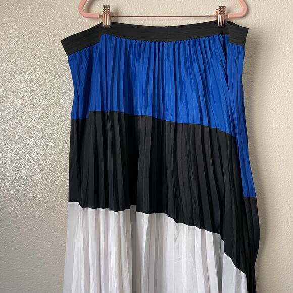 Lane‎ Bryant Skirt Womens Size 26 Colorblock Maxi Pleated Pull On A-Line Retro - Picture 7 of 10
